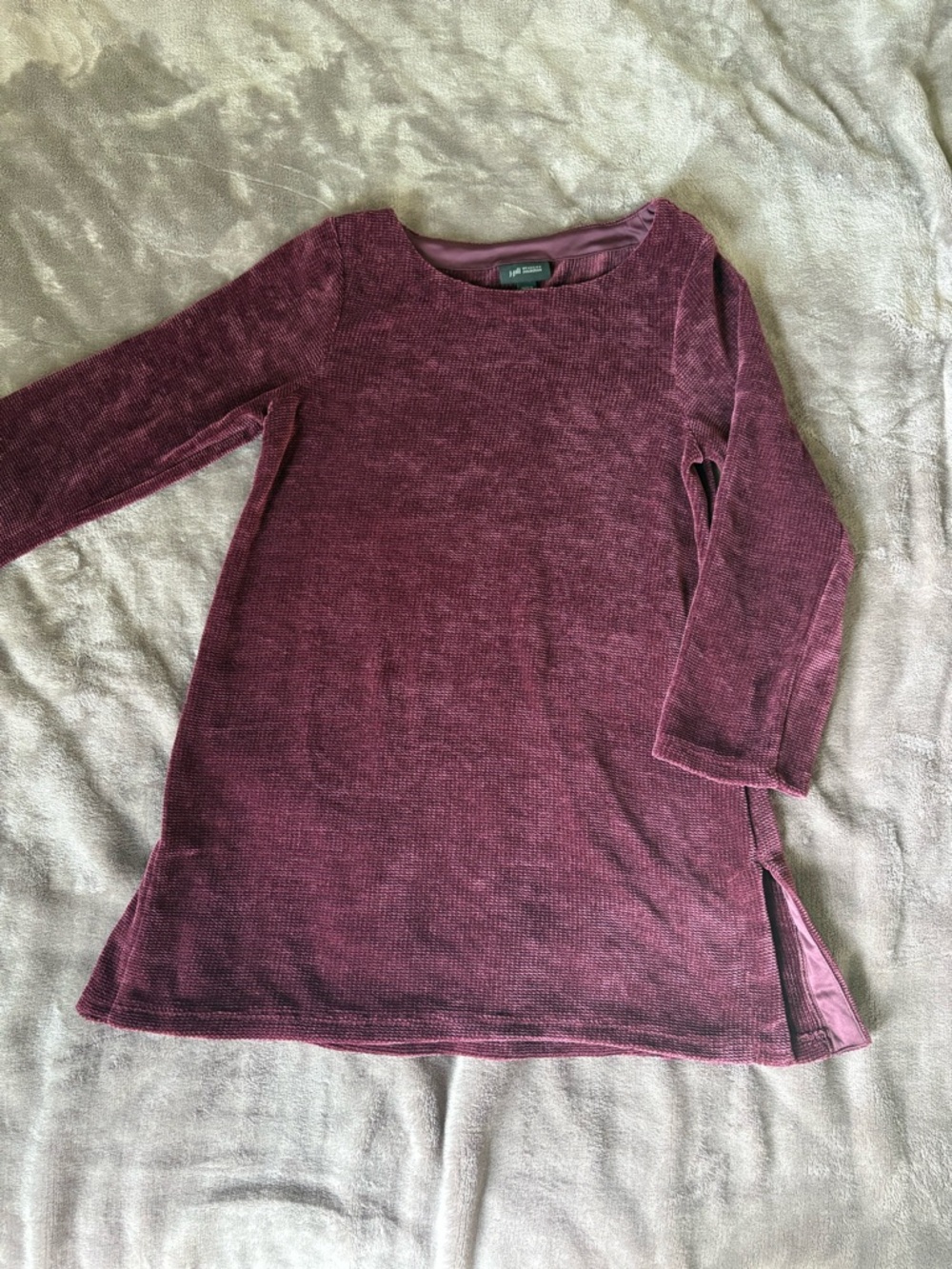 J.Jill Women’s XS Petite Plum Wearever Boat-Neck Chenille 3/4 Sleeve Top